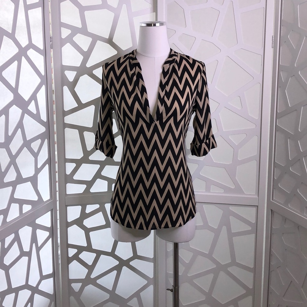 Black and cream blouse